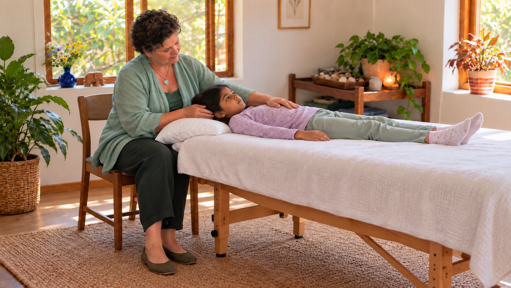 Illustrative CFT scene with Julia and an Indian child